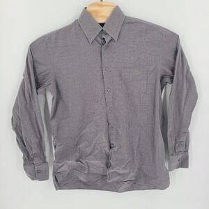 Canali Shirt Mens Large Gray Mini Checks Squares Long Sleeve Button Up Italy